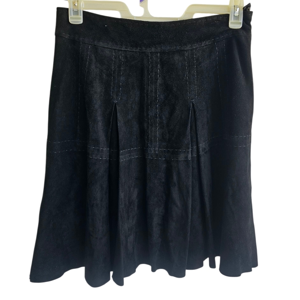 Black Suede Knee Length Skirt Women's Size 10